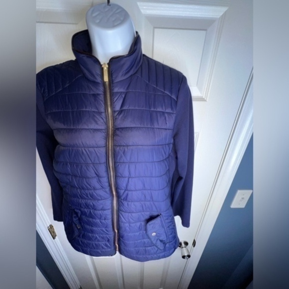 Izod Womens Small Soft shell Nylon Jacket Full Zip Quilted Insulated Blue S